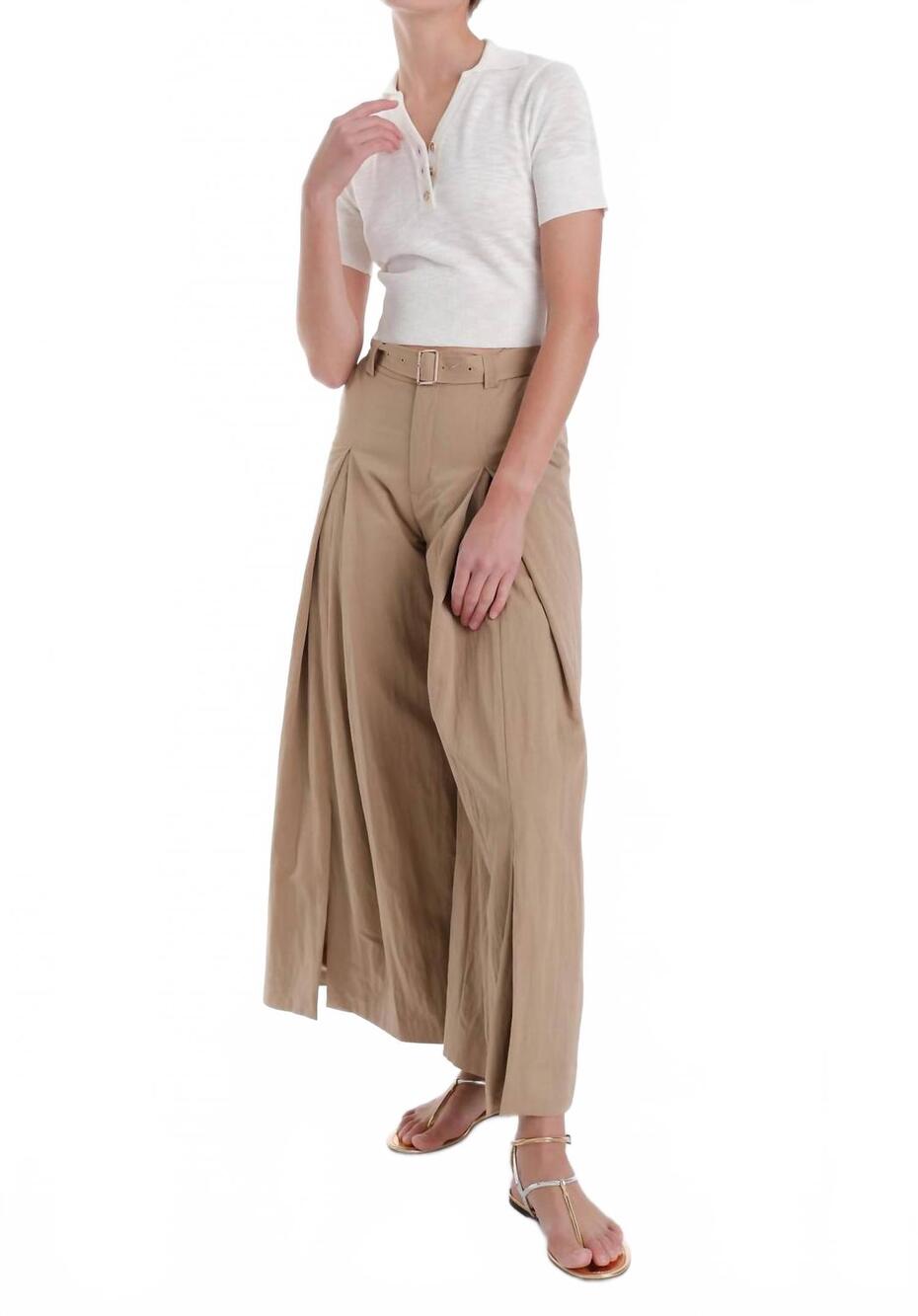 NEW KARINA GRIMALDI anna wide leg pants in khaki